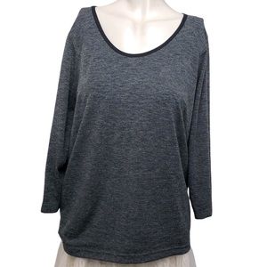 Aritzia Community Gray Speckled Black Trim Long Sleeve Top Size M